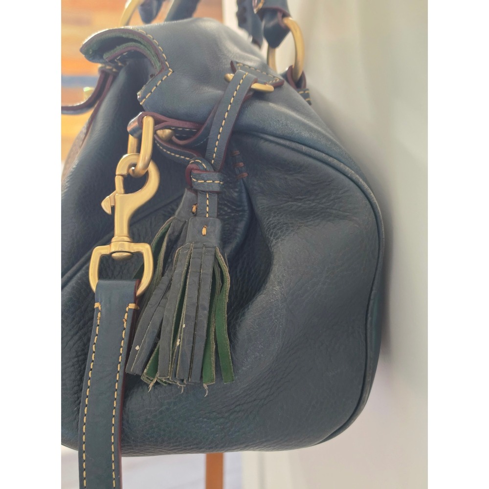 Dooney & Bourke Florentine Teal  Leather Satchel Crossbody Bag Tassel Handbag - Picture 4 of 10